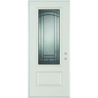Stanley Doors 36 in. x 80 in. Chatham 3/4 Lite 1 Panel Prefinished Steel Prehung Front Door 1538E BN 36 L