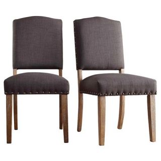 Cobble Hill Nailhead Accent Dining Chair Wood/Charcoal (Set of 2