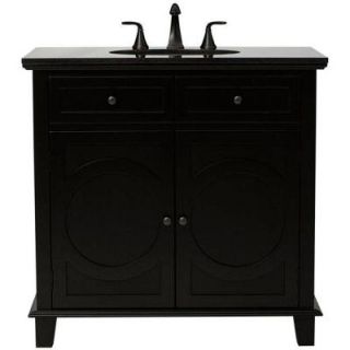 Home Decorators Collection Hudson 36 in. Vanity in Black with Natural Marble Vanity Top in Black 1663210210