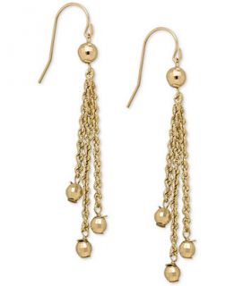 Rope and Bead Dangle Drop Earrings in 14k Gold   Earrings   Jewelry