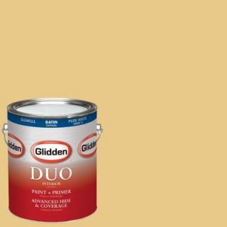 Glidden DUO 1 gal. #HDGY46 Vintage Yellow Satin Latex Interior Paint with Primer HDGY46 01SA