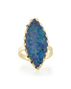 Lana Frosted Boulder Opal Ring with Chain Detail