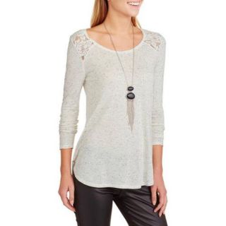 Faded Glory Women's Long Sleeve Lace Detail Jegging T Shirt