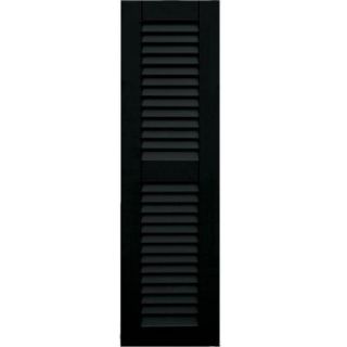 Wood Composite 12 in. x 42 in. Louvered Shutters Pair #653 Charleston Green 41242653