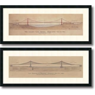 Craig S. Holmes Golden Gate Bridge, Brooklyn Bridge  set of 2 Framed