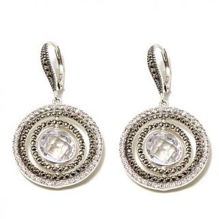 Reflections by Judith Jack "Color Solaris" Clear CZ, Marcasite and Crystal Sterling Silver Spinner Drop Earrings   7842171