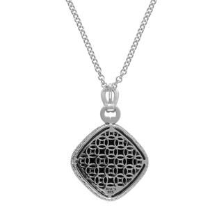 Macs  Cabochon Diamond shaped Cut Black Onxy & Marcasite 18 Necklace