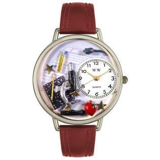Whimsical Gifts Science Teacher Burgundy Leather And Silvertone Watch