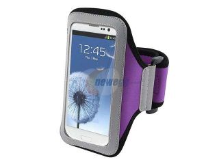 Insten Purple Armband Case Cover + Reusable Screen Protector compatible with Samsung  Galaxy SIII / S3