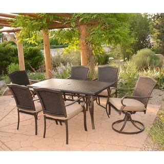 Piece Aluminum Rattan Outdoor Dining Set with Cushions