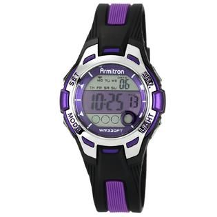 Armitron Ladies Sport Purple Accented Black Resin Digital Chronograph