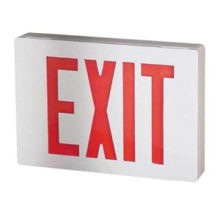 Lithonia Lighting Double Stencil Face Die Cast Aluminum LED White Nickel Cadmium Battery Emergency Exit Sign Red LE S W 2 R EL N