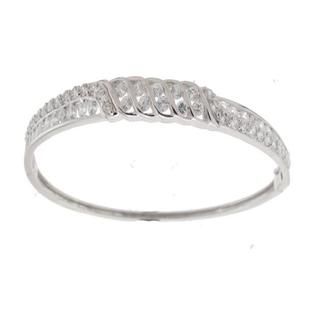 Silver Plated Cubic Zirconia Swirl Front Bangle   Jewelry   Bracelets