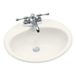 KOHLER Farmington Drop In Cast Iron Bathroom Sink in Biscuit with Overflow Drain K 2905 4 96