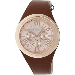 Michael Kors MK2313 Camille Brown Leather Quartz Watch with Rose Gold