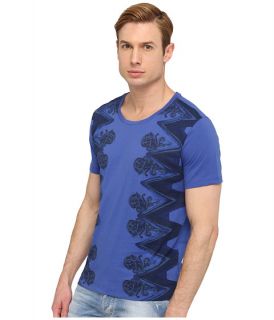 versace collection short sleeve crew with design royal