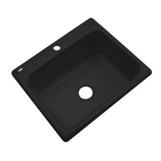 Thermocast Inverness Drop In Acrylic 25 in. 1 Hole Single Bowl Kitchen Sink in Black 22199