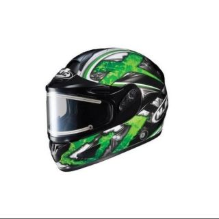 HJC CL 16SN Shock 2013 Electric Snowmobile Helmet Black/Dark Silver/Green LG