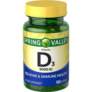Spring Valley: Vitamin D 3 Maximum Strength Softgels 5000 Iu Dietary Supplement, 100 ct