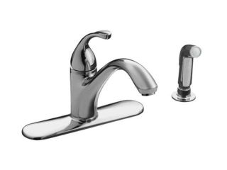 KOHLER K 10412 CP Forté single control kitchen sink faucet with escutcheon, sidespray and lever handle Polished Chrome