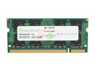 Rendition by Crucial 2GB 200 Pin DDR2 SO DIMM DDR2 667 (PC2 5300) Laptop Memory Model RM25664AC667