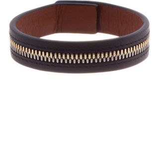 Want Les Essentiels de la Vie Black Leather Zip Bracelet