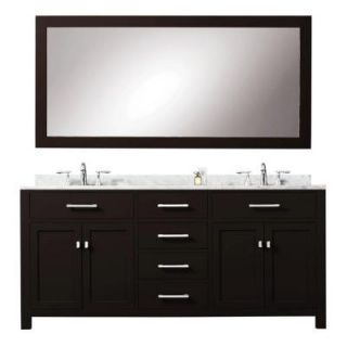 Water Creation 60 in. Vanity in Espresso with Marble Vanity Top in Carrara White and Mirror Madison 60EB