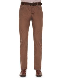 Kiton Washed Twill Five Pocket Pants, Light Brown