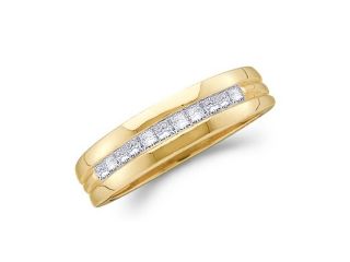 Men's Princess Diamond Wedding Ring 14k Yellow Gold Band (0.50 Carat)