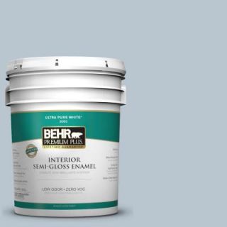 BEHR Premium Plus 5 gal. #560E 3 Silver Strand Zero VOC Semi Gloss Enamel Interior Paint 305005