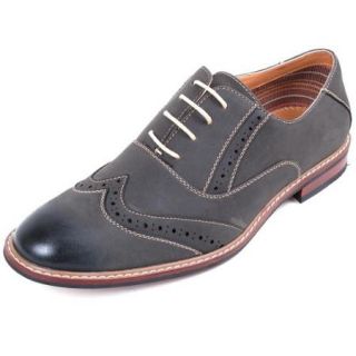 Mens Lace Up Wingtip Oxfords Brogue Medallion Classic Loafers Casual Dress Shoes Grey Size 10.5