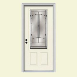 JELD WEN 36 in. x 80 in. Idlewild 3/4 Lite French Vanilla Painted Premium Steel Prehung Front Door with Brickmould THDJW166700407