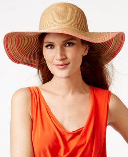 Collection XIIX Striped Edge Straw Floppy Hat   Handbags & Accessories