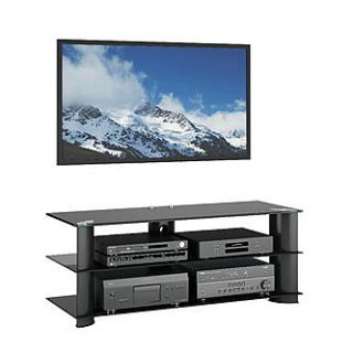 CorLiving Laguna Satin Black TV Stand with Mount, for TVs up to 60
