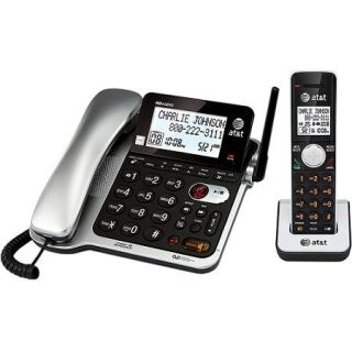AT&T CL84102 DECT 6.0 Expandable Corded/Cordless Phone with Answering System and Caller ID/Call Waiting, Black, 1 Corded and 1 Cordless Handset