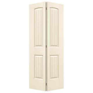 ReliaBilt Cream N Sugar Hollow Core 2 Panel Round Top Plank Bi Fold Closet Interior Door (Common: 36 in x 80 in; Actual: 35.5 in x 79 in)