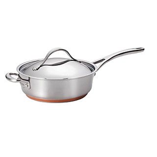 Anolon Nouvelle Stainless Steel 3 Quart Covered Saute Pan with Helper Handle