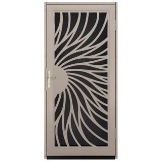 Unique Home Designs 36 in. x 80 in. Solstice Tan Surface Mount Steel Security Door with Black Perforated Screen and Nickel Hardware IDR31000362146