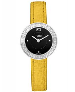 Fendi Timepieces Womens Swiss Fendi My Way Genuine Fox Fur Yellow