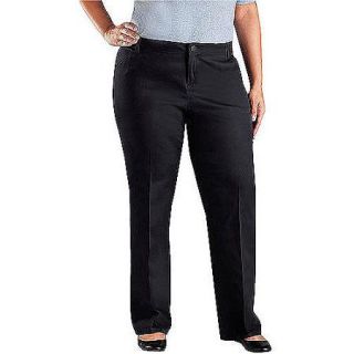 Dickies Women's Plus Size Mid rise Relaxed Fit Straight Leg Twill Pants