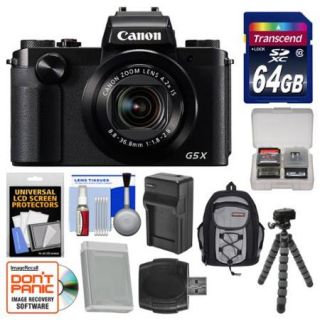 Canon PowerShot G5 X Wi Fi Digital Camera with 64GB Card + Backpack + Battery & Charger + Flex Tripod + Kit