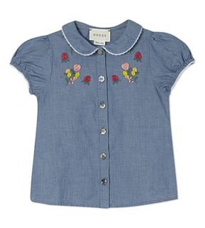 GUCCI   Embroidered chambray cotton shirt 6 36 months