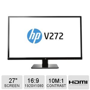 HP 27 V272 LED Monitor   1920 x 1080, Full HD, IPS, 10,000,000:1, 7ms, HDMI, DVI, VGA,  ENERGY STAR, Black   M4B78A8#ABA