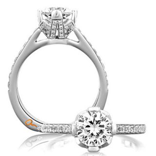 JAFFE 18k White Gold 2/5ct TDW Diamond Semi Mount Engagement Ring (G