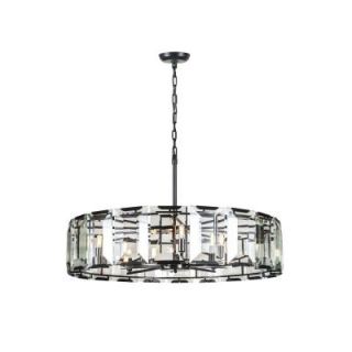 Elegant Lighting Monaco 10 Light Flat Black Matte Glass Crystal Clear Pendant 1211D43FB