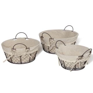 Oval shaped Lined Rustic Baskets (Set of 3)   Shopping