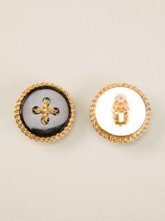 Chanel Vintage Button Clip On Earrings