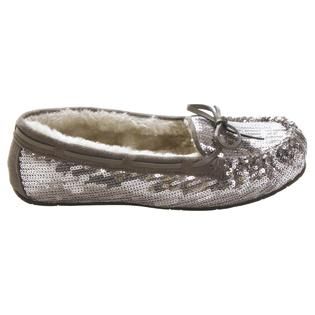 Route 66   Womens Hampton Pewter Sequined Moccasin Slippers