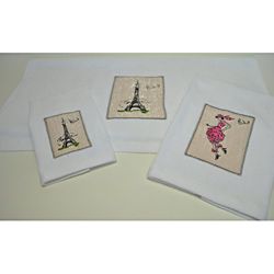 Paris Embroidered Decorative 3 piece Towel Set