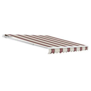 NuImage Awnings 192 in Wide x 96 in Projection Mahogany Striped Open Slope Patio Retractable Manual Awning